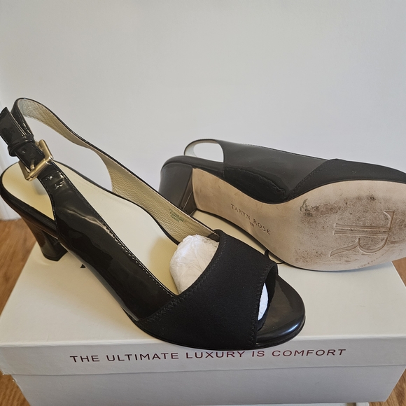 Taryn Rose Black Peep-Toe Slingback Heels - Picture 4 of 5